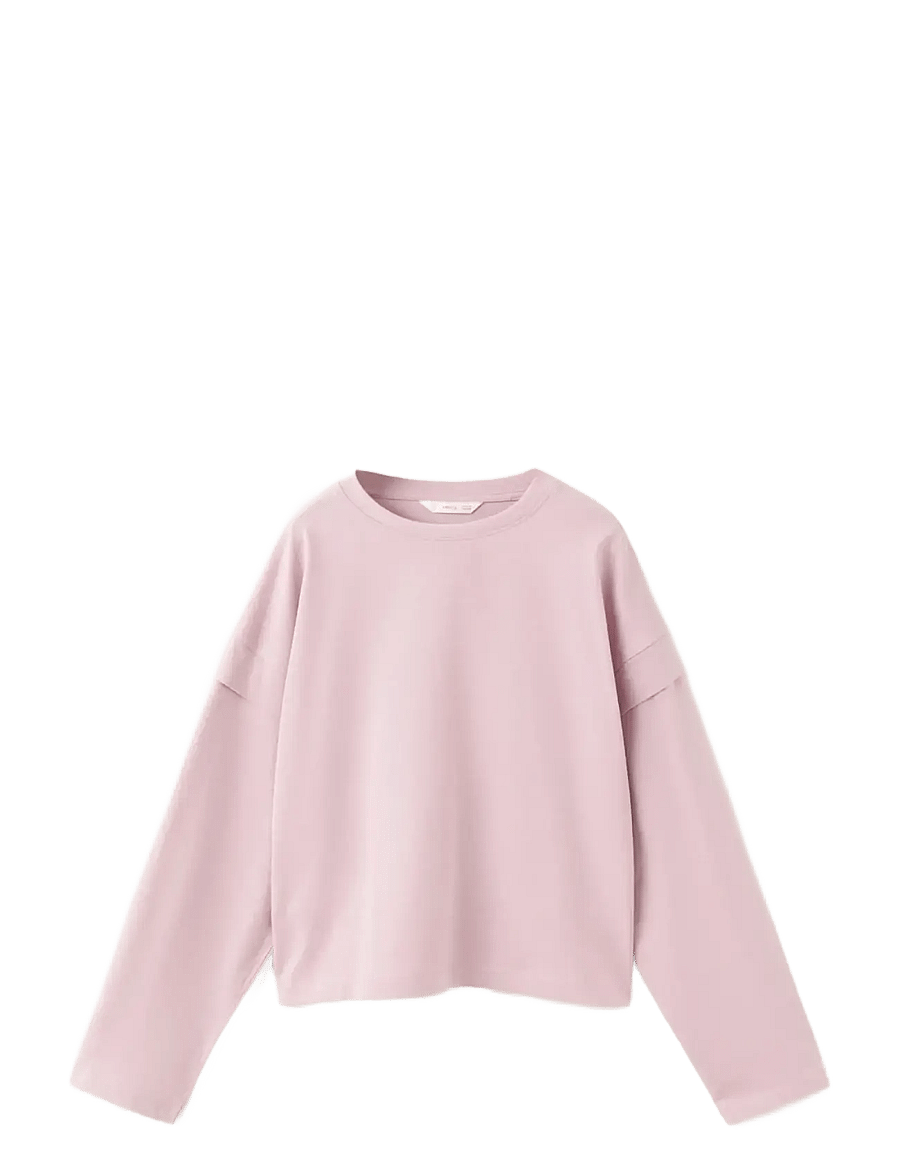 Mango - Sleeve detail t-shirt - langärmelig - pink - 1
