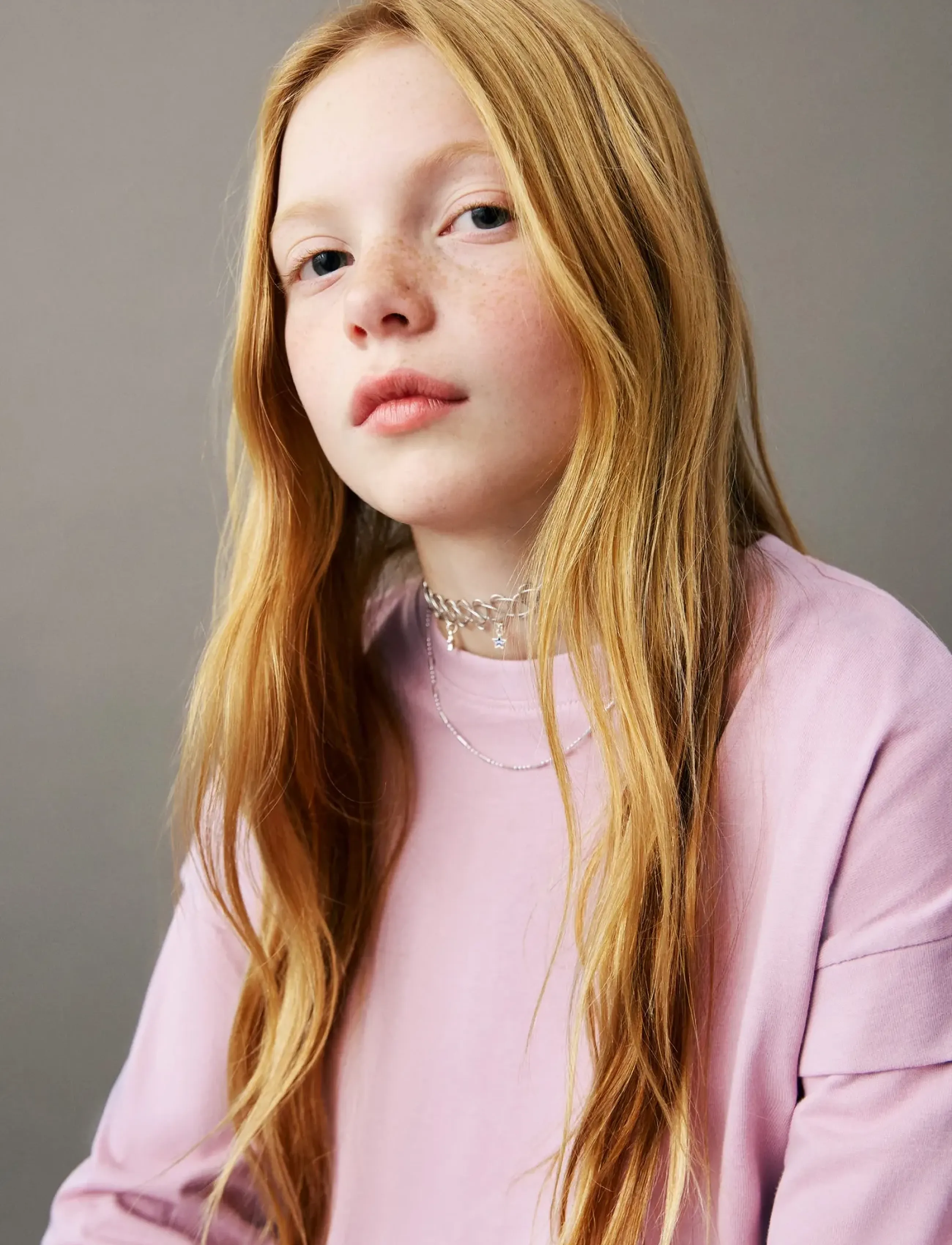 Mango Sleeve Detail T-Shirt, Børn, Langærmet T-Shirt, Pink, Str: 7-8