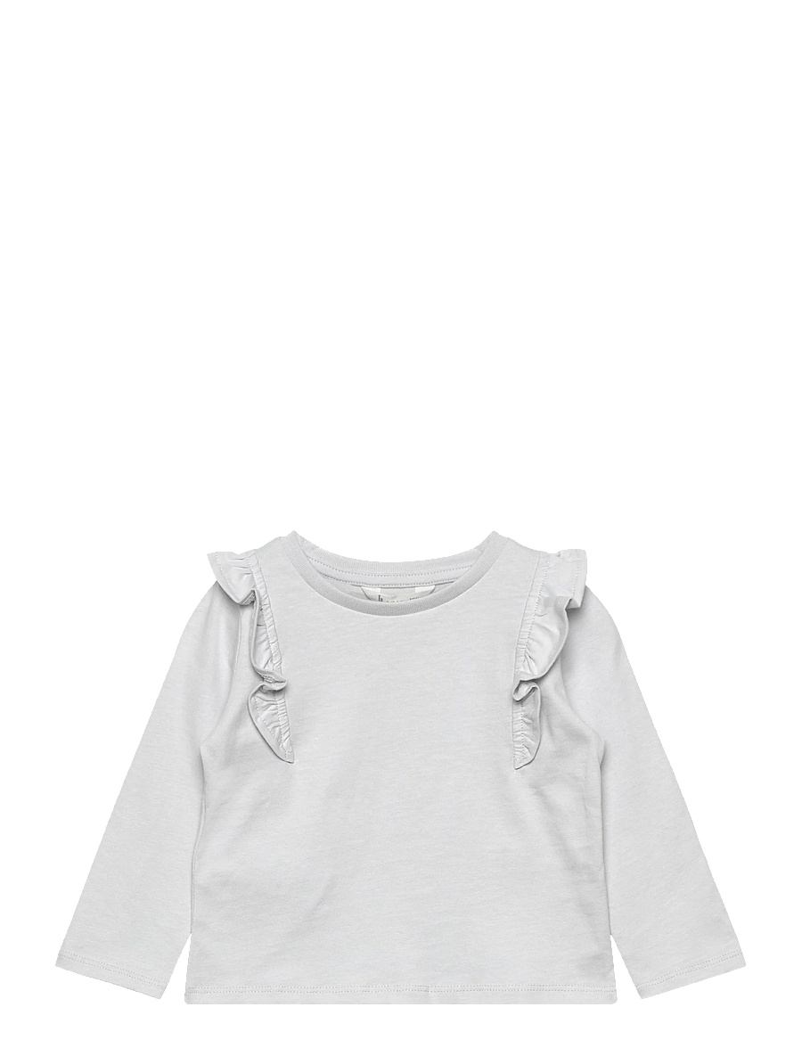 Mango - Frills cotton t-shirt - långärmade t-shirts - lt-pastel blue - 1