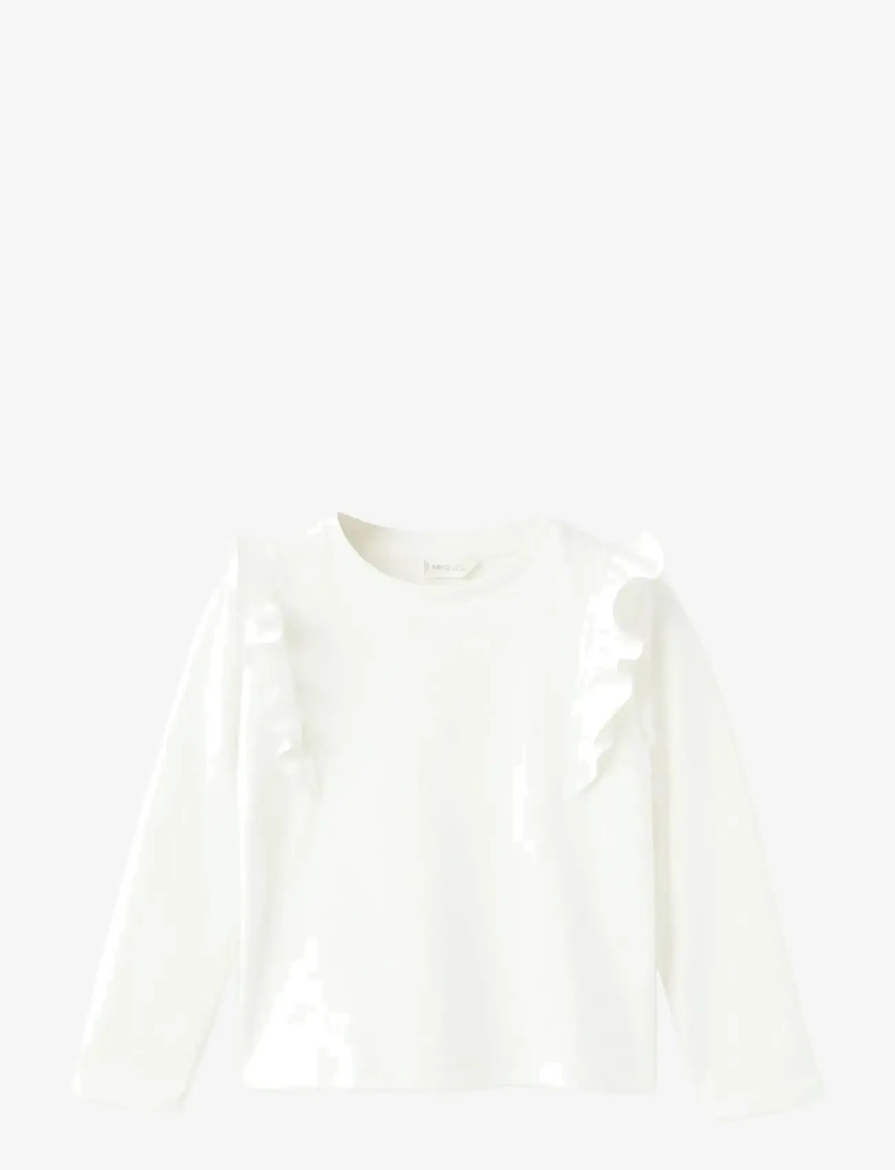 Mango - Frills cotton t-shirt - langærmede t-shirts - natural white - 1