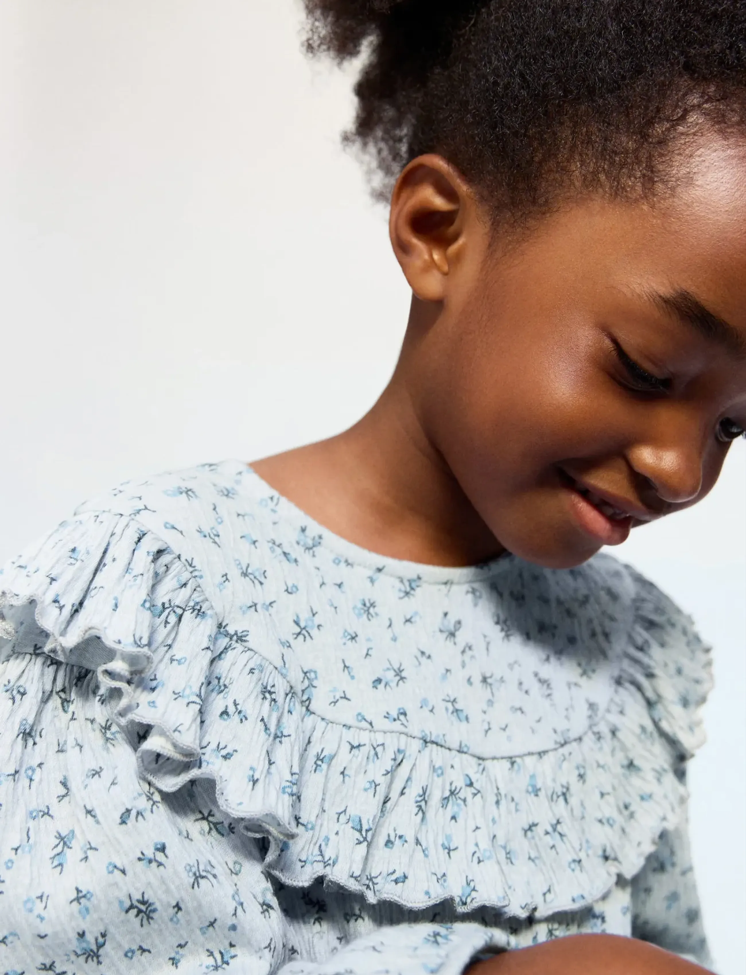 Mango Floral print T-shirt - Mango - LT PASTEL GREY / blue