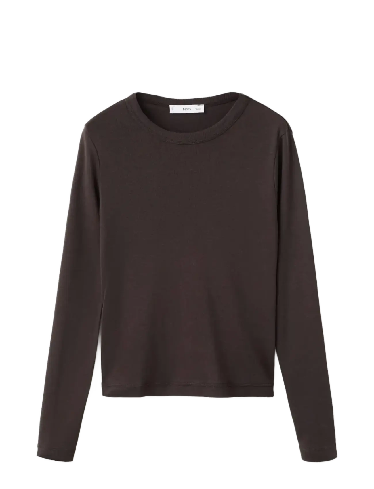 MANGO Lange Ärmel Baumwolle T-Shirt Braun - XS - Damen