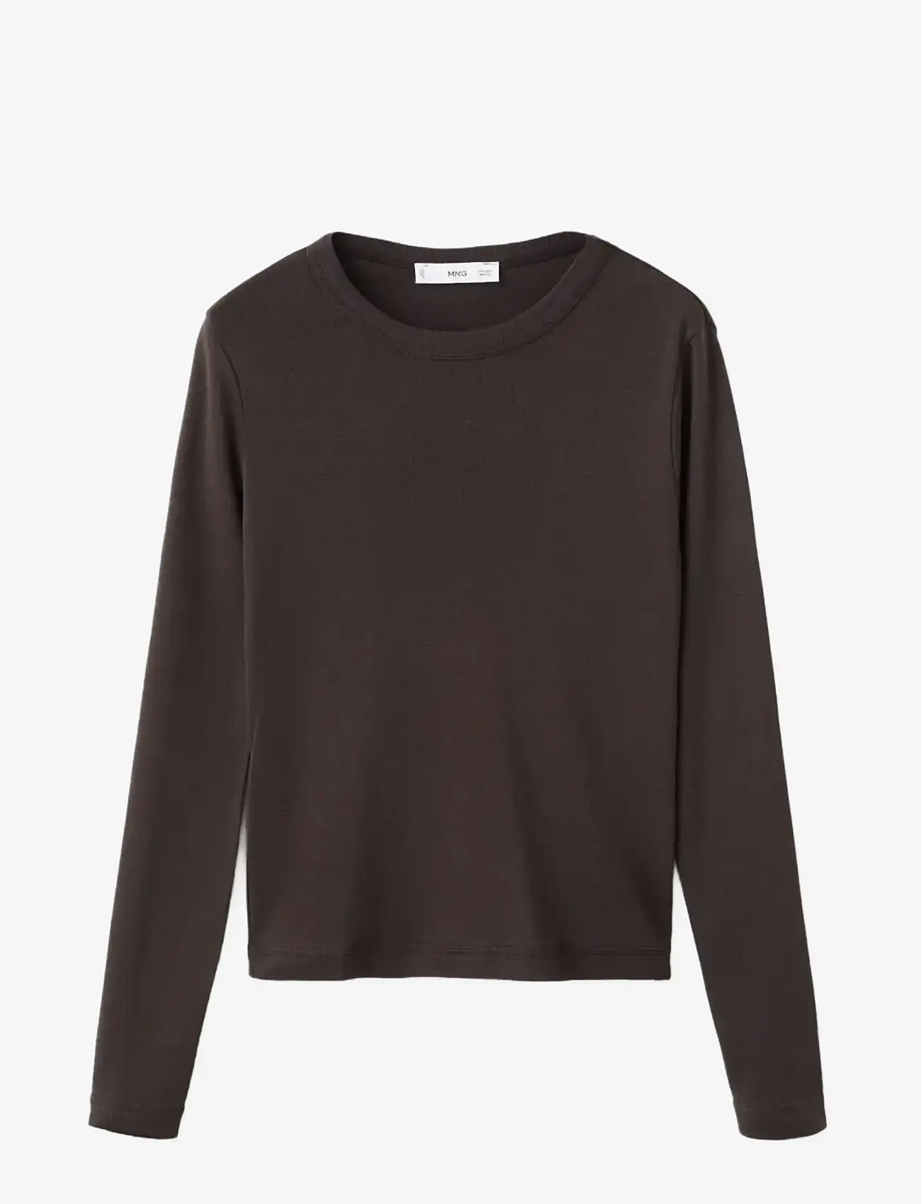 Mango - Long sleeve cotton t-shirt - striktrøjer - brown - 1