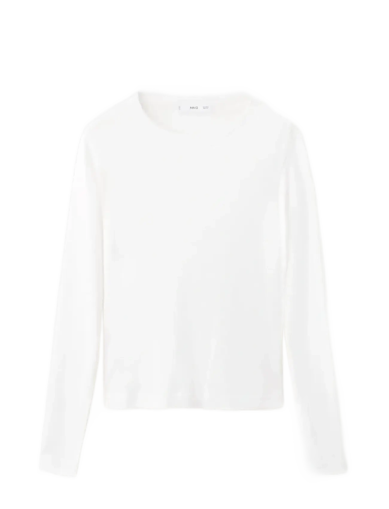 Mango Long sleeve cotton t-shirt - Strik - WHITE / white