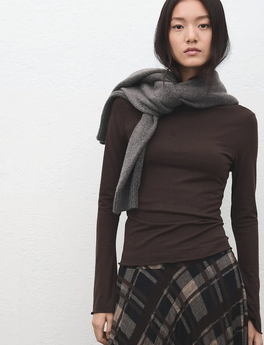 Mango - Boat neck t-shirt - pullover - brown - 0