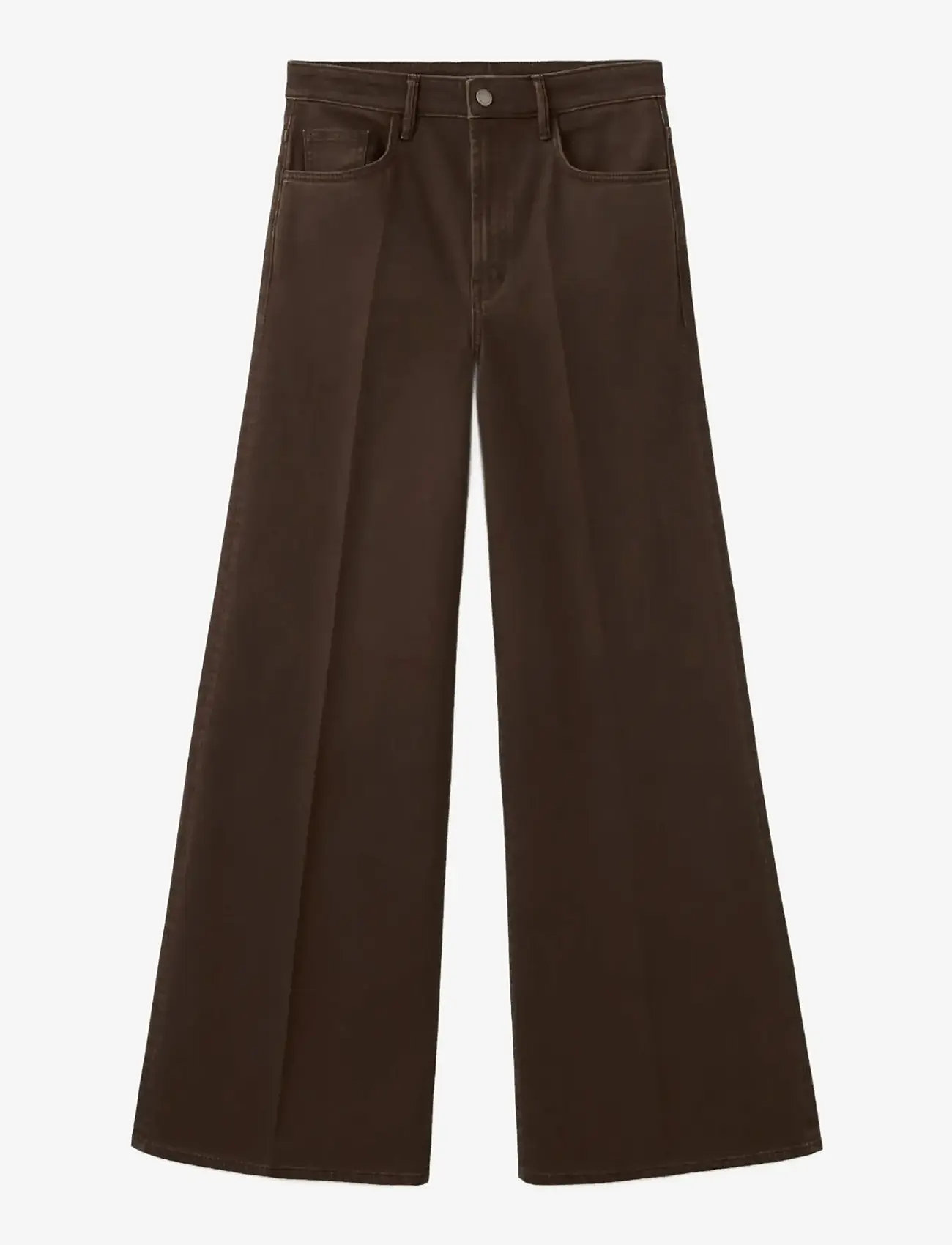 Mango - High-waisted wideleg jeans - brede jeans - dark brown - 1