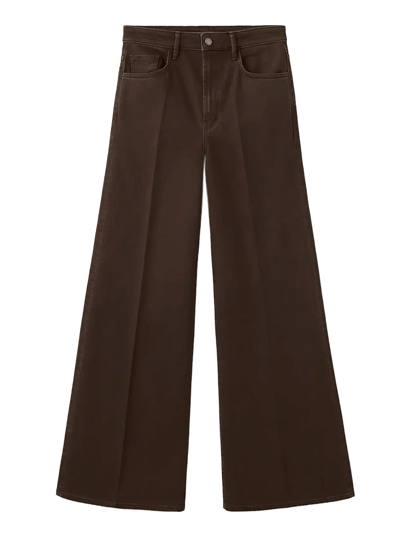 Mango - High-waisted wideleg jeans - brede jeans - dark brown - 1