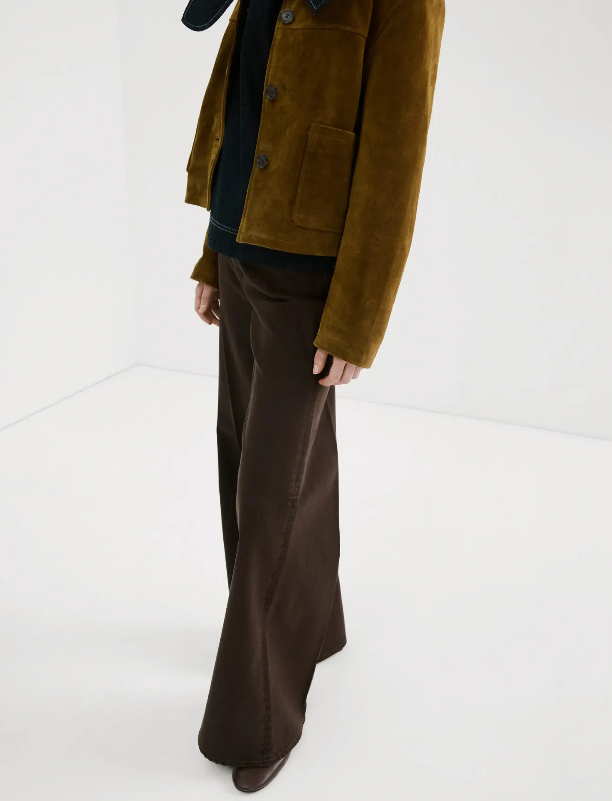 Mango High-waisted wideleg jeans - Vaatteet - DARK BROWN / brown