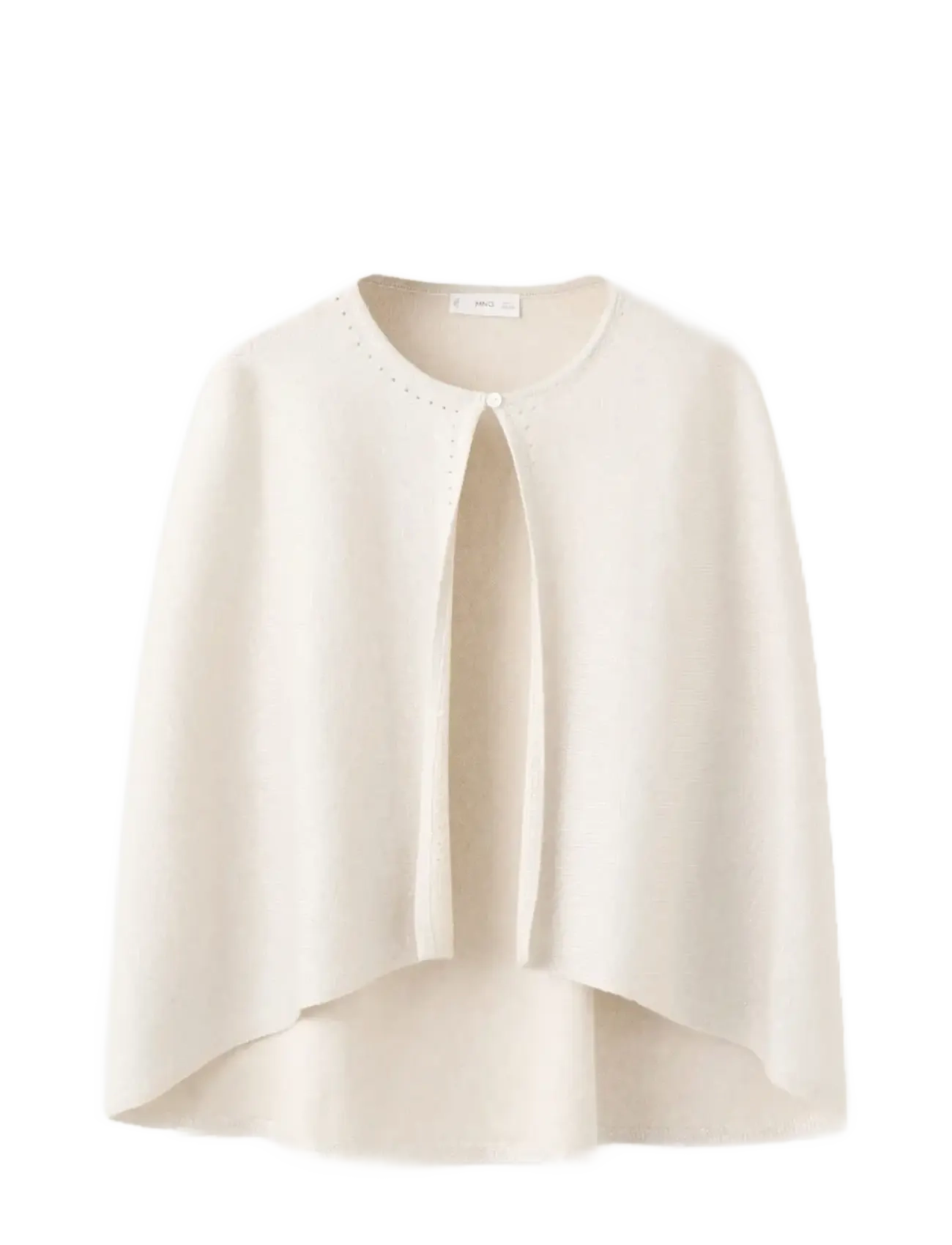 Mango Lurex Knitted Cape, Børn, Strikket Kappe, Cream, Str: 7-8