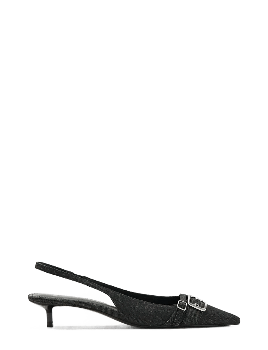 Mango - Slingback denim shoes with buckle - högklackade slingbacks - navy - 0