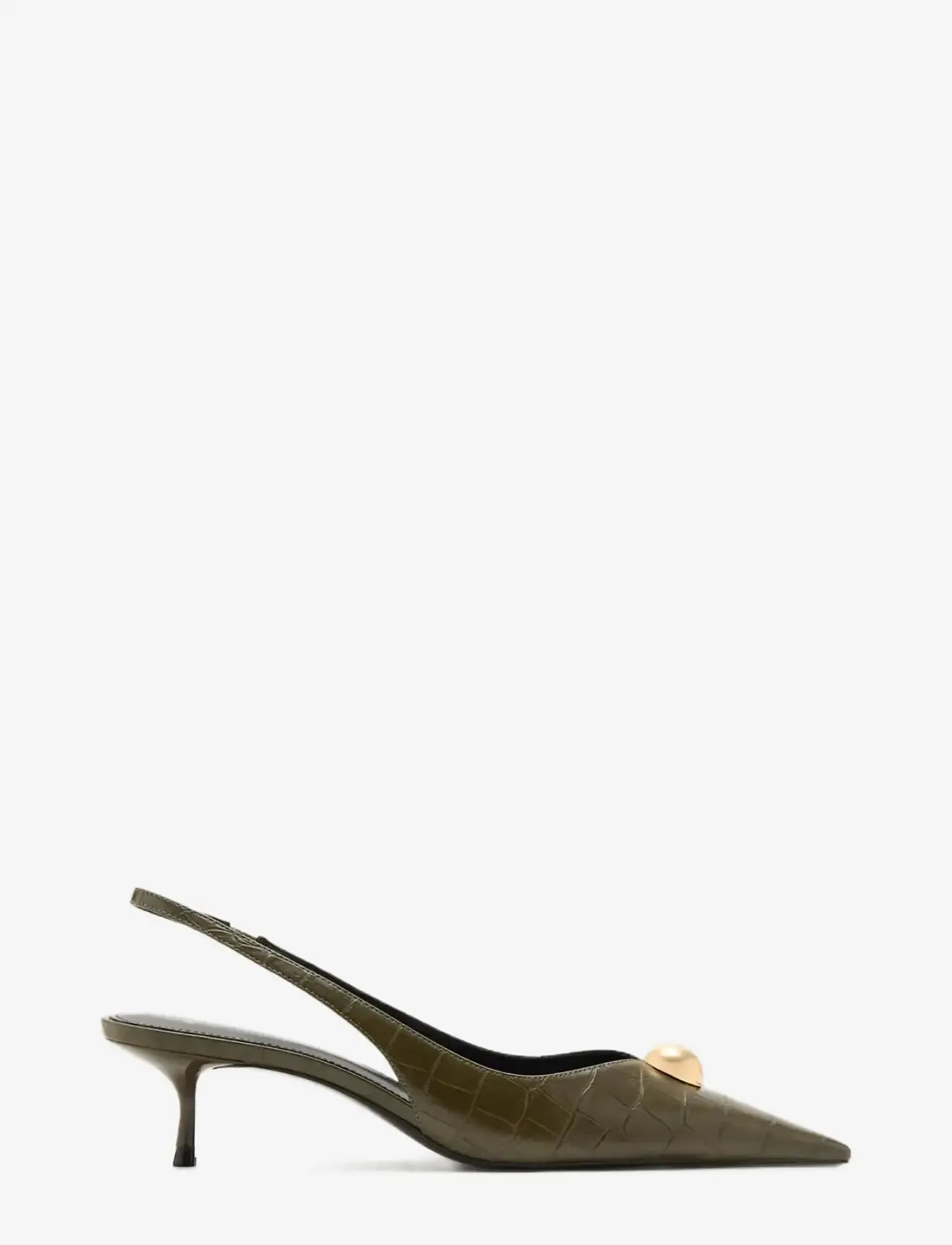 Mango - Croc-effect heeled shoes - slingbacks med hæle - beige - khaki - 0