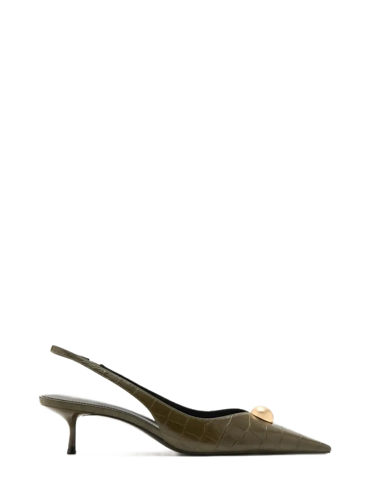 Mango Croc-effect heeled shoes - Slingbacks - BEIGE - KHAKI / khaki/green