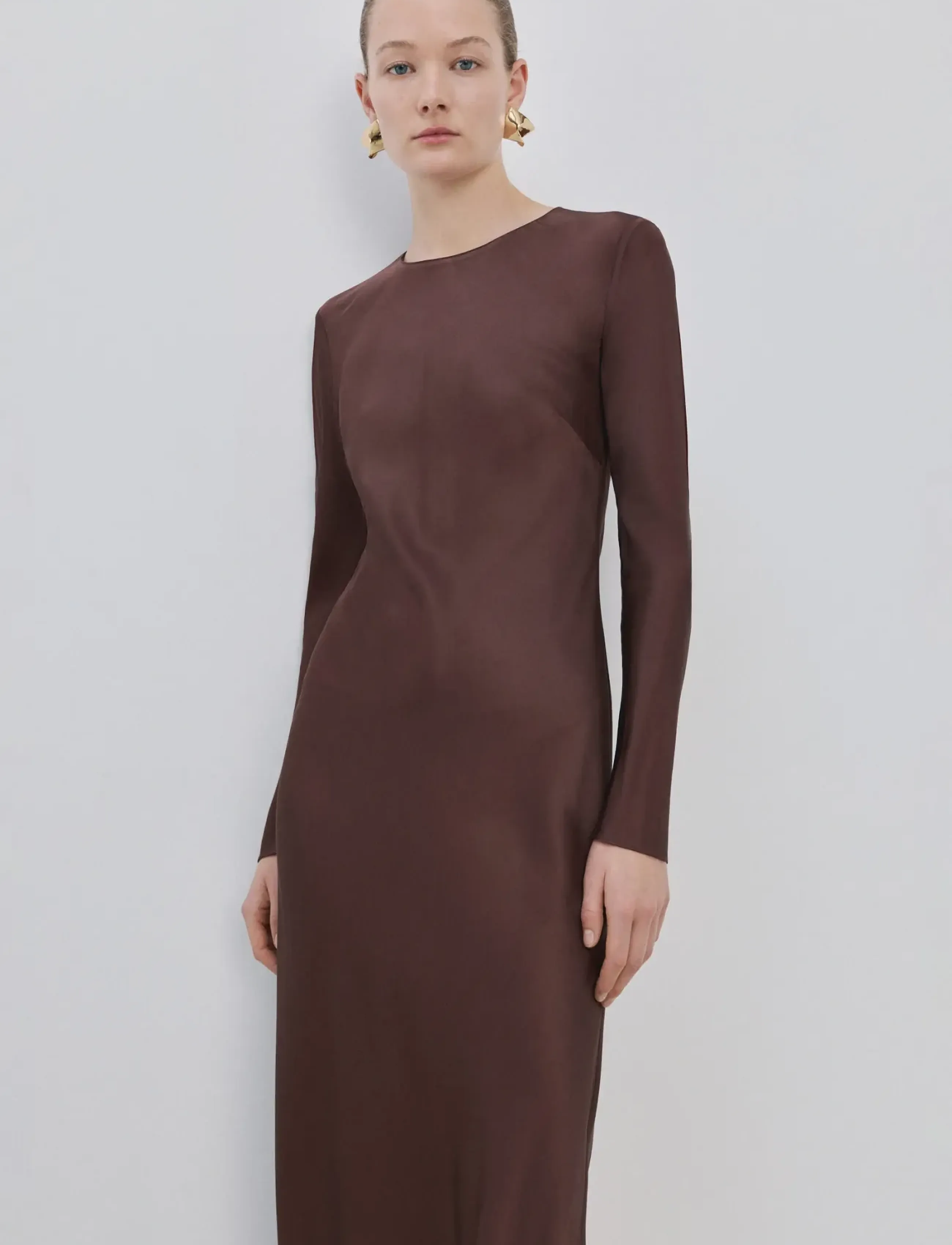 Mango Long Flared Dress, S, Dresses, Braun - Maxi Frauen