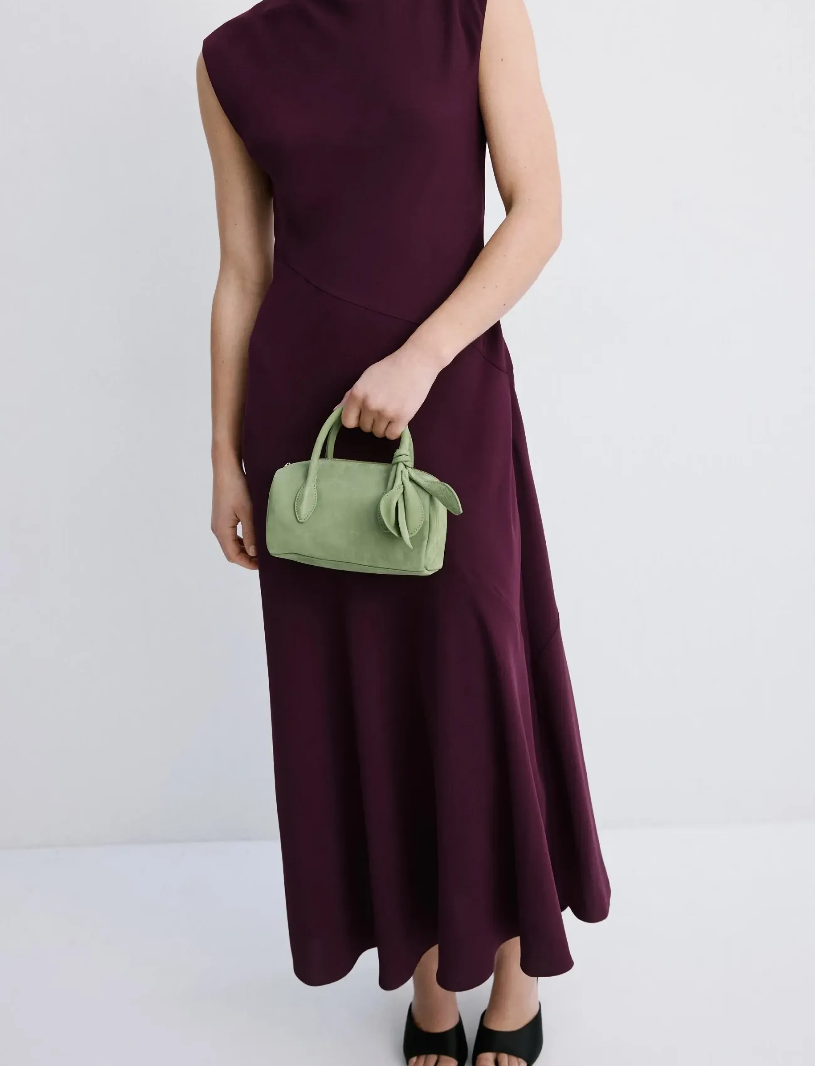 Mango Long Dress With Draped Neck, M, Dresses, Burgunderrot - Maxi Dress, Frauen