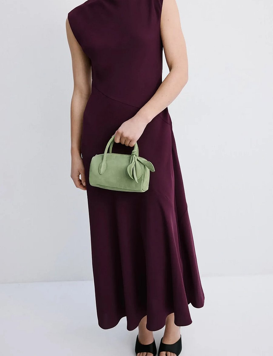 Mango - Long dress with draped neck - cocktail-kjoler - dark red - 0
