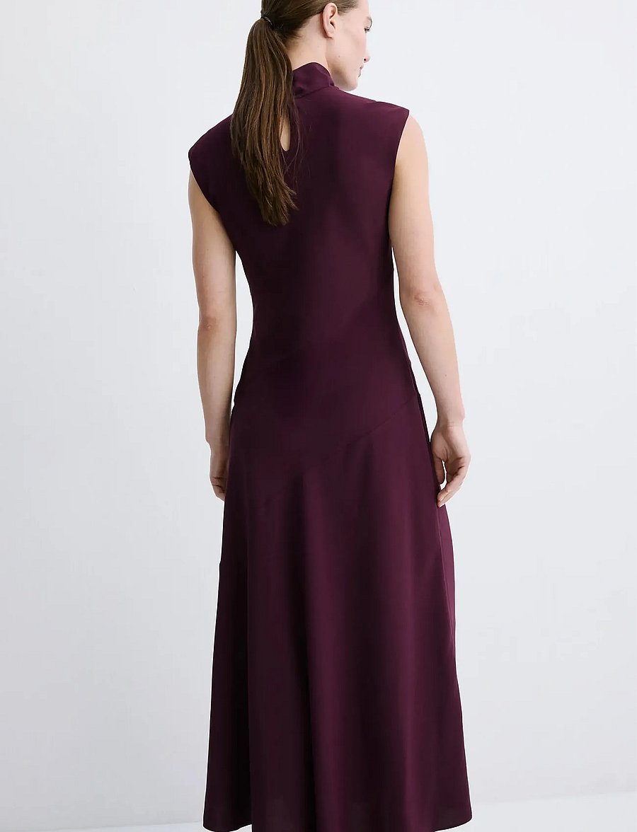 Mango - Long dress with draped neck - cocktail-kjoler - dark red - 2