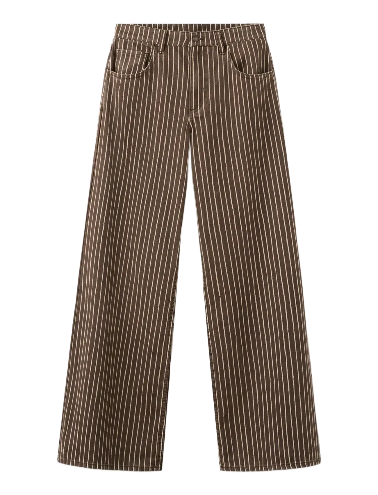 Mango - Wide leg striped jeans - brede jeans - dark brown - 1
