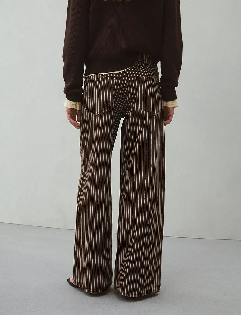 Mango - Wide leg striped jeans - brede jeans - dark brown - 2