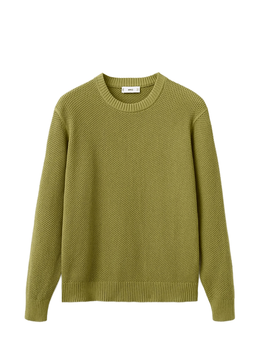 Mango - Medium-knit microstructure sweater - rund hals - bright green - 1