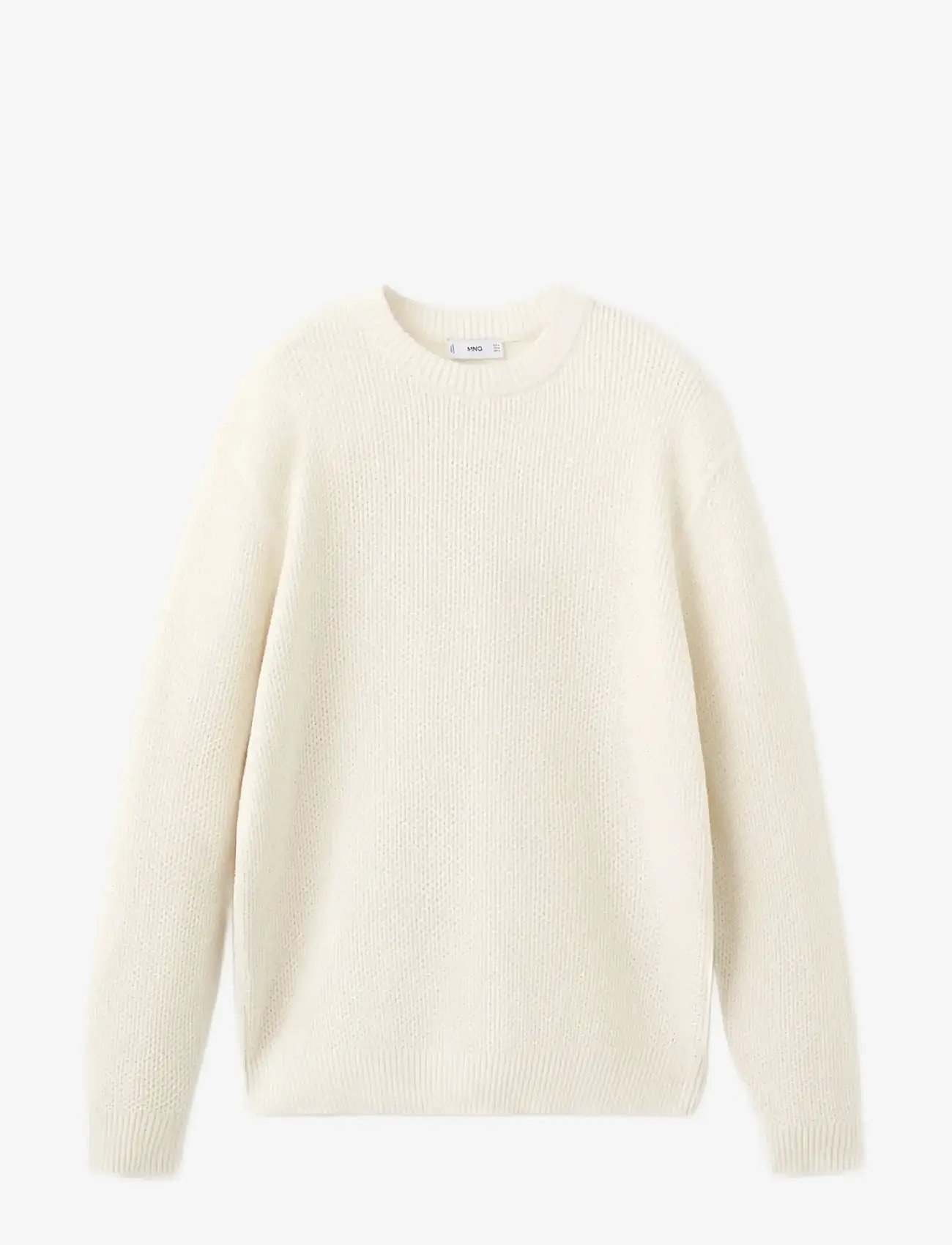 Mango - Medium-knit microstructure sweater - rund hals - light beige - 1