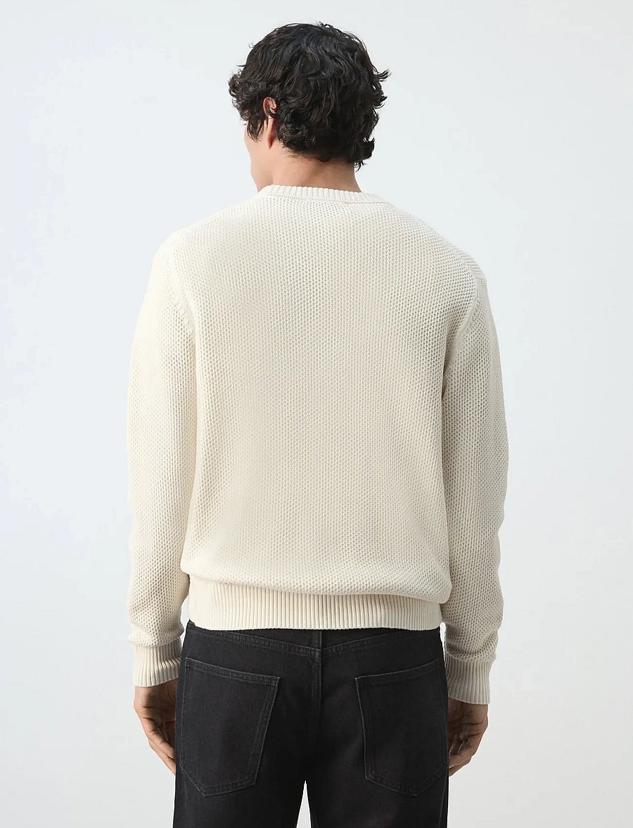 Mango - Medium-knit microstructure sweater - rundhalsad - light beige - 2