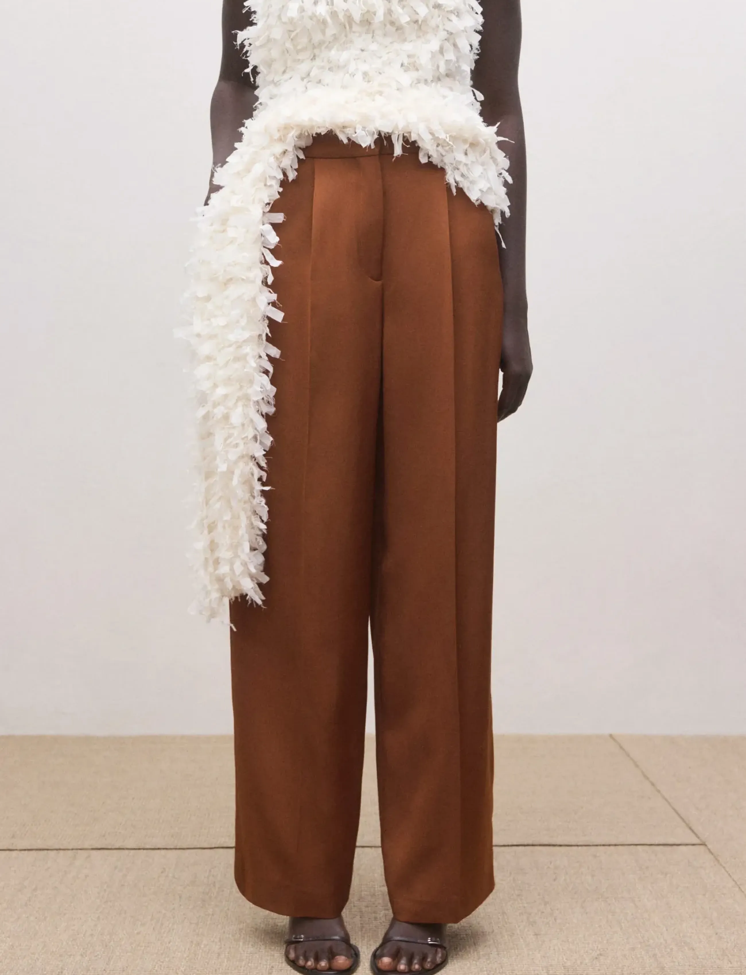 Mango Straight Low-Rise Suit Trousers, 36, Brown, Bukser > Lige Ben, Dame