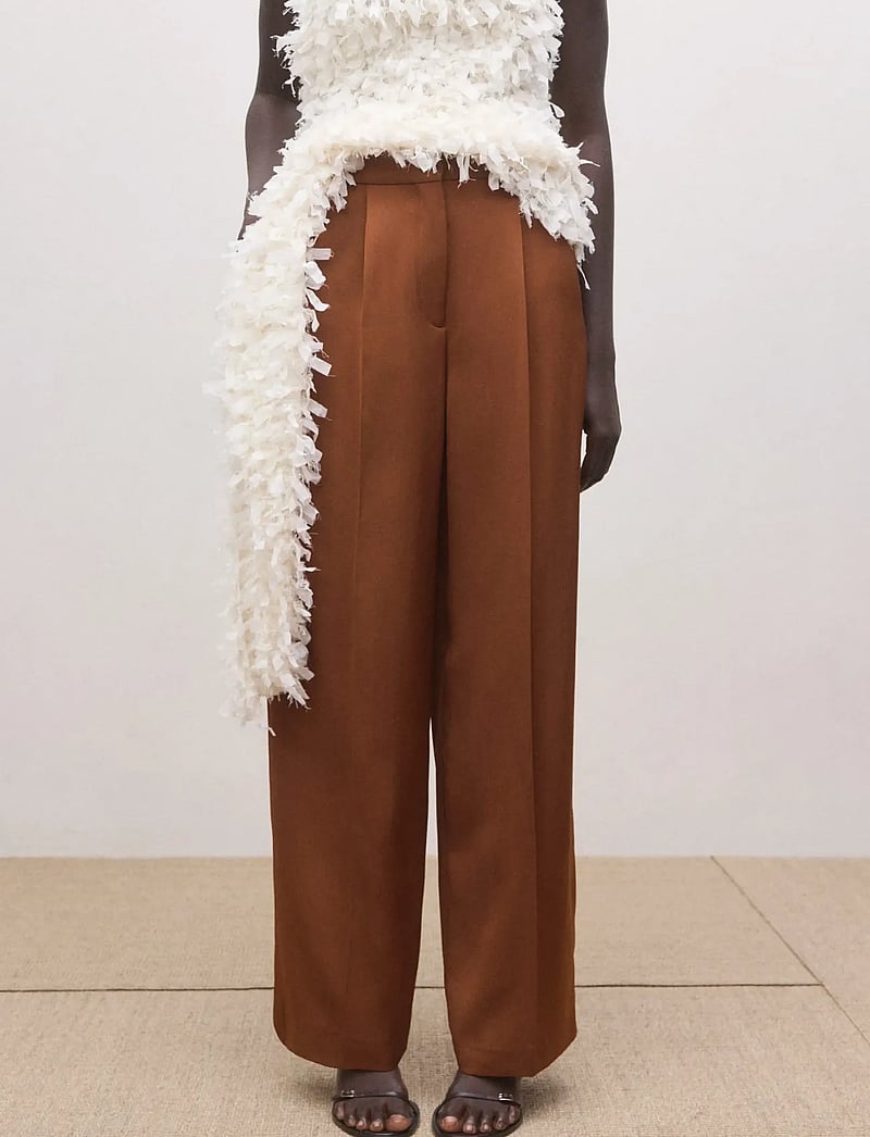 Mango - Straight low-rise suit trousers - habitbukser - dark brown - 0