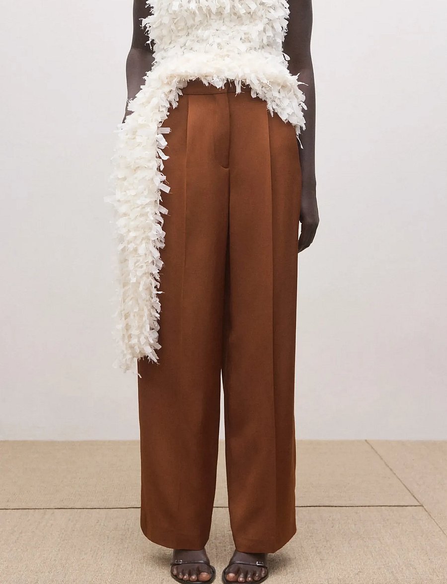 Mango - Straight low-rise suit trousers - habitbukser - dark brown - 0