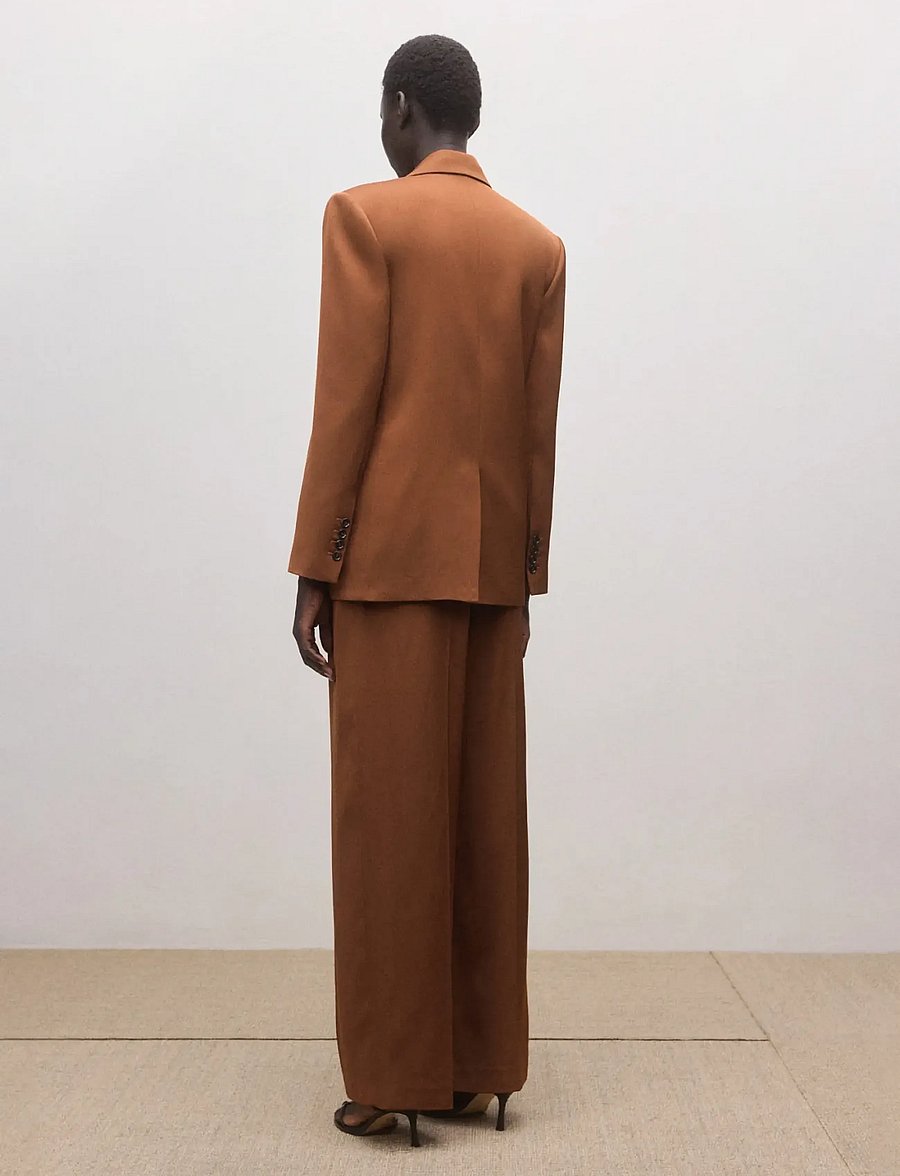 Mango - Straight low-rise suit trousers - habitbukser - dark brown - 2