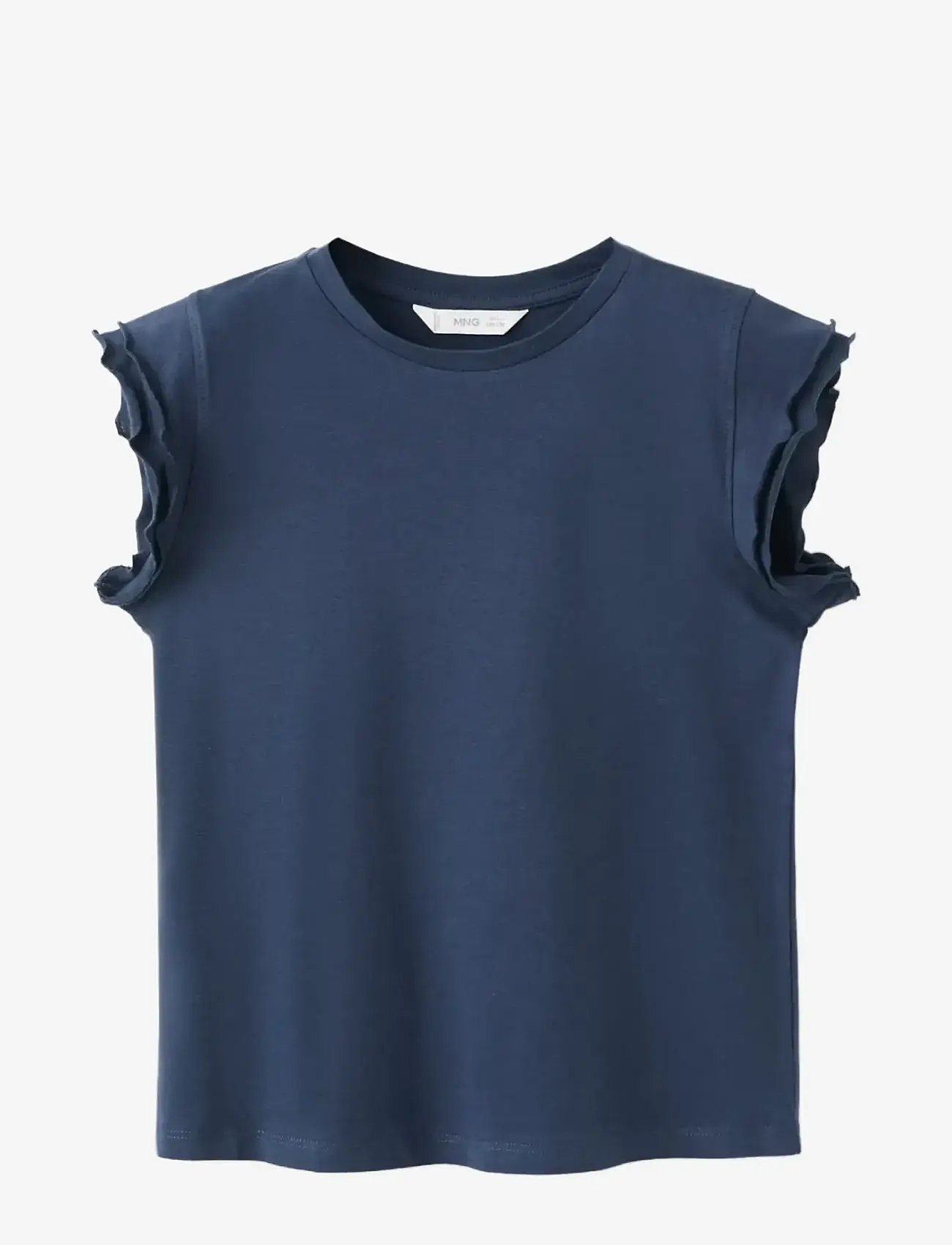 Mango - Short-sleeved ruffle t-shirt - kortærmede t-shirts - navy - 0
