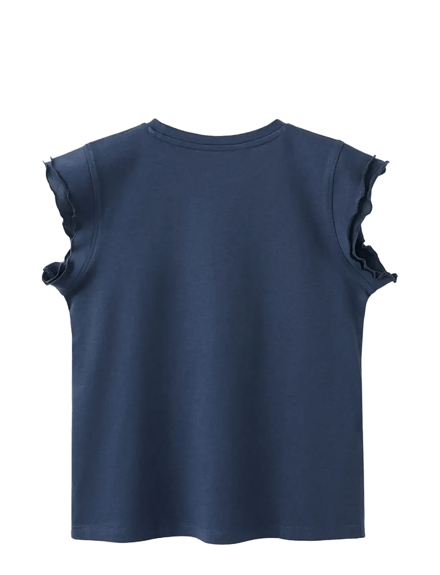 Mango - Short-sleeved ruffle t-shirt - kortärmade t-shirts - navy - 1