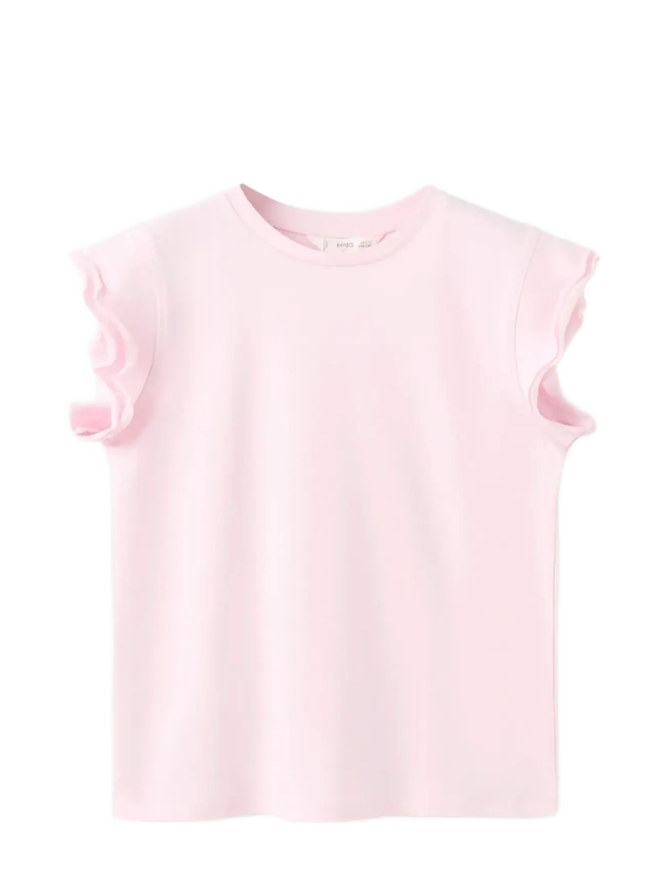 Mango Short-Sleeved Ruffle T-Shirt, 11-12, Pink, T-Shirts > Kortærmede, Børn