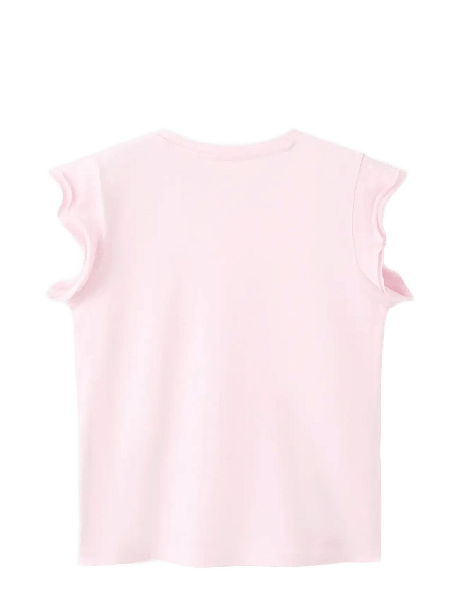 Mango - Short-sleeved ruffle t-shirt - kortärmade t-shirts - pink - 1