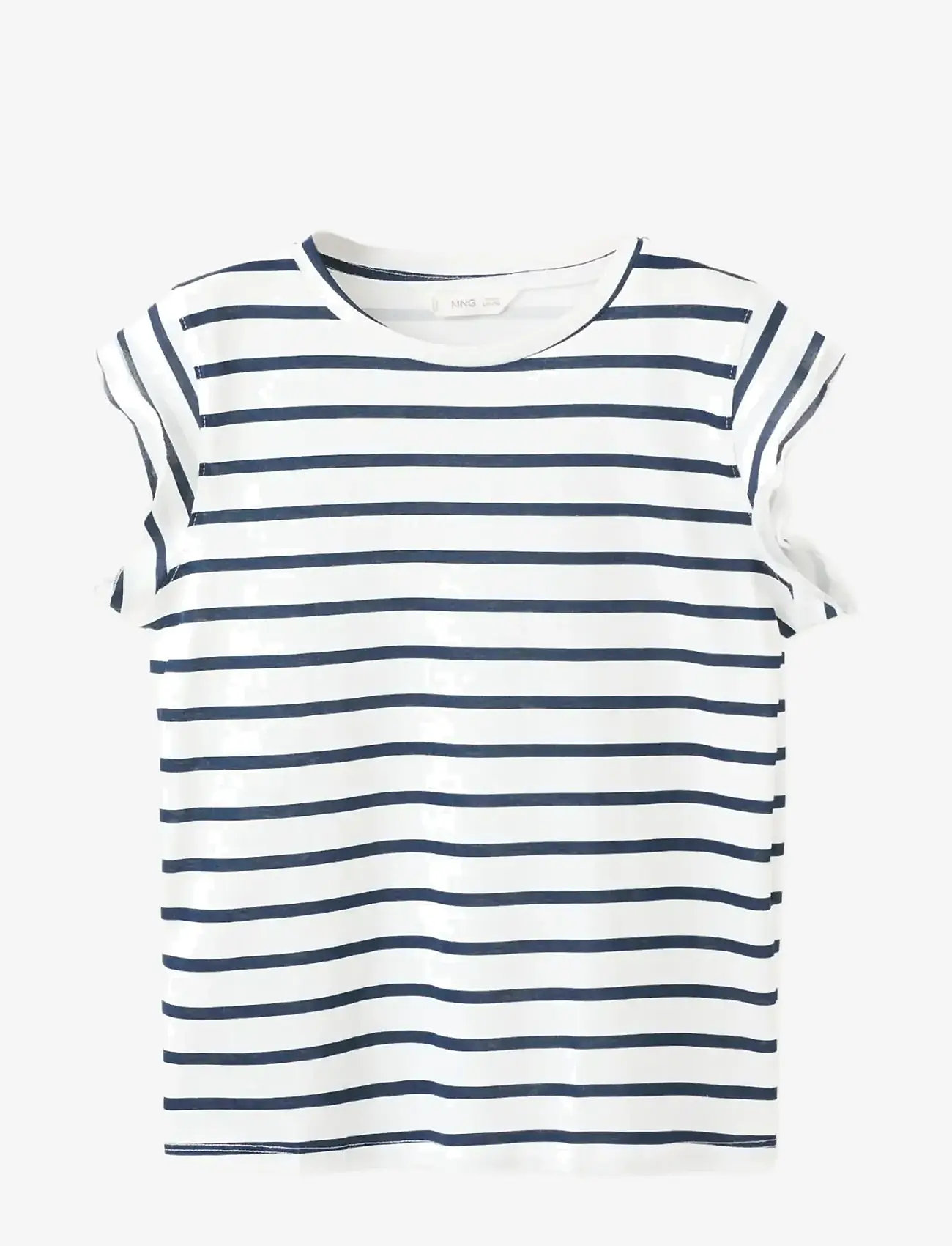 Mango - Ruffled striped t-shirt - kortærmede t-shirts - navy - 0