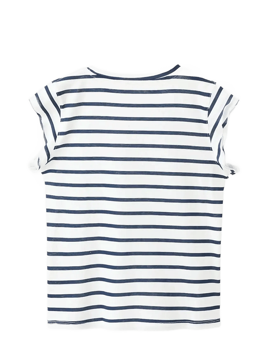 Mango - Ruffled striped t-shirt - kortærmede t-shirts - navy - 1