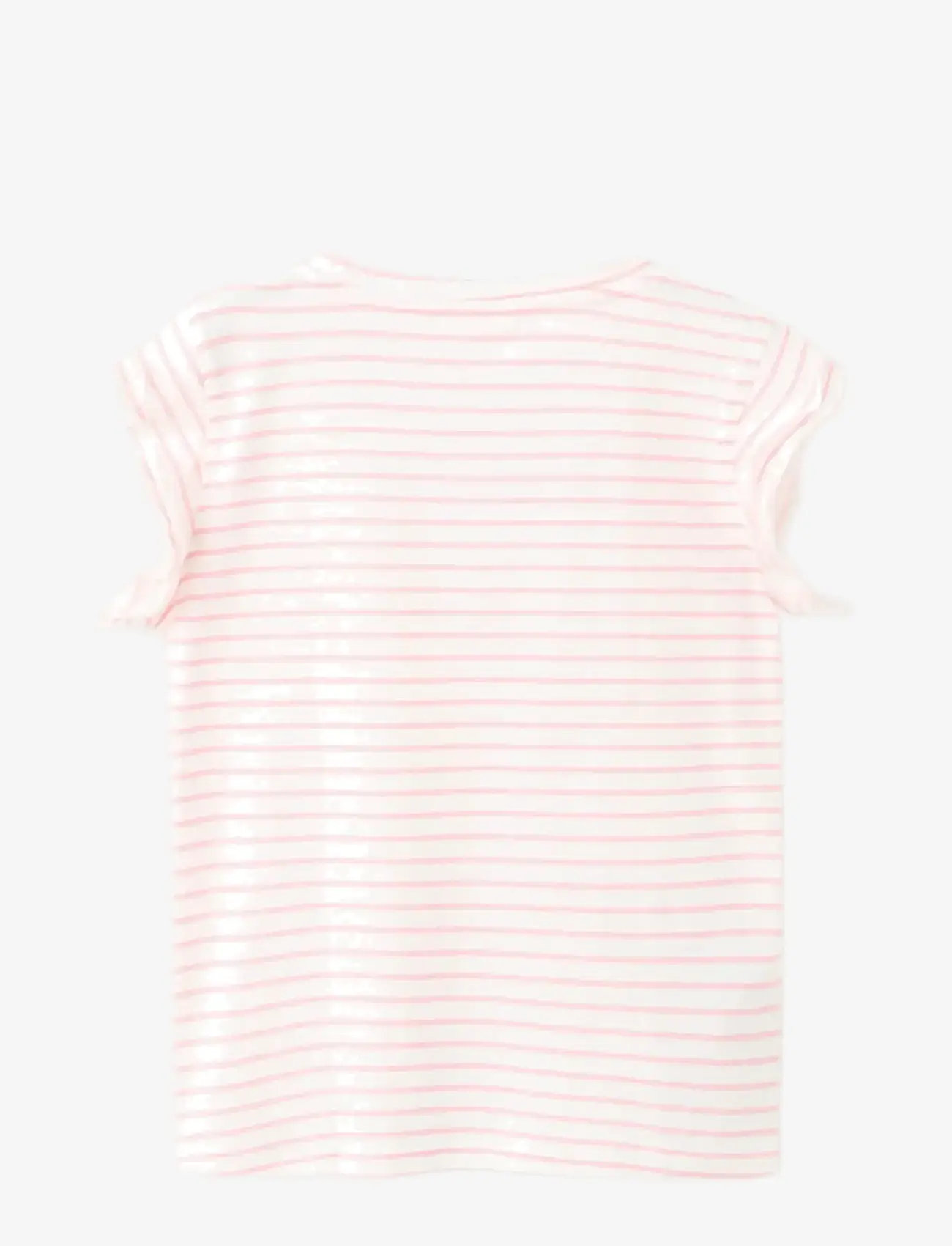 Mango - Ruffled striped t-shirt - kortærmede t-shirts - pink - 1