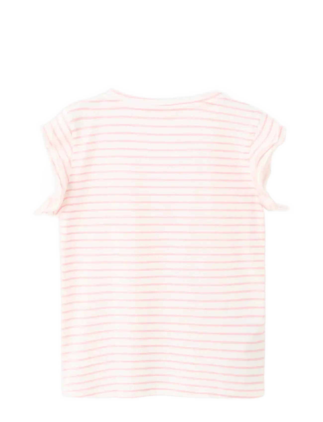 Mango - Ruffled striped t-shirt - kortermede t-skjorter - pink - 1