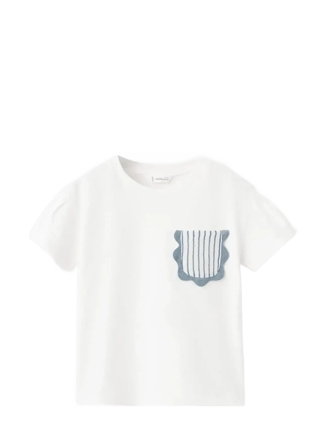 Mango Ruffle Cotton T-Shirt, 5-6, Cream, T-Shirts > Kortærmede, Børn