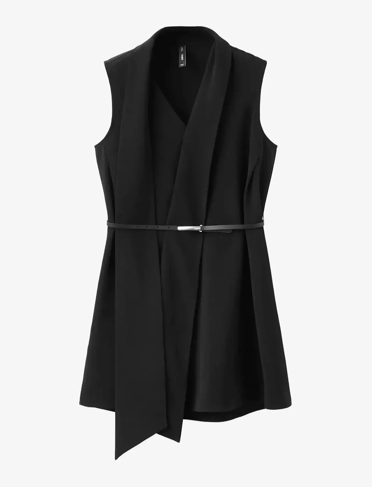 Mango - Scarf belt dress - omlottklänningar - black - 1