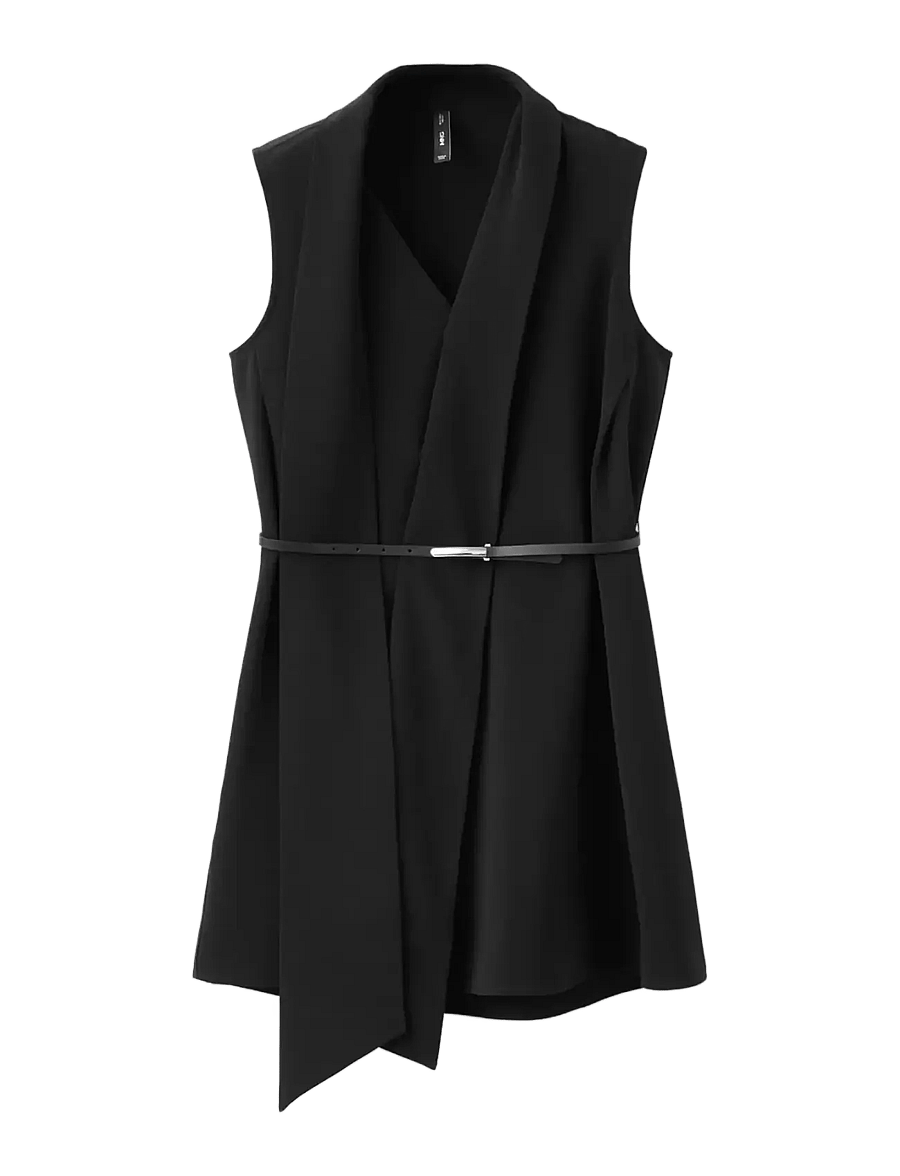 Mango - Scarf belt dress - omlottklänningar - black - 1