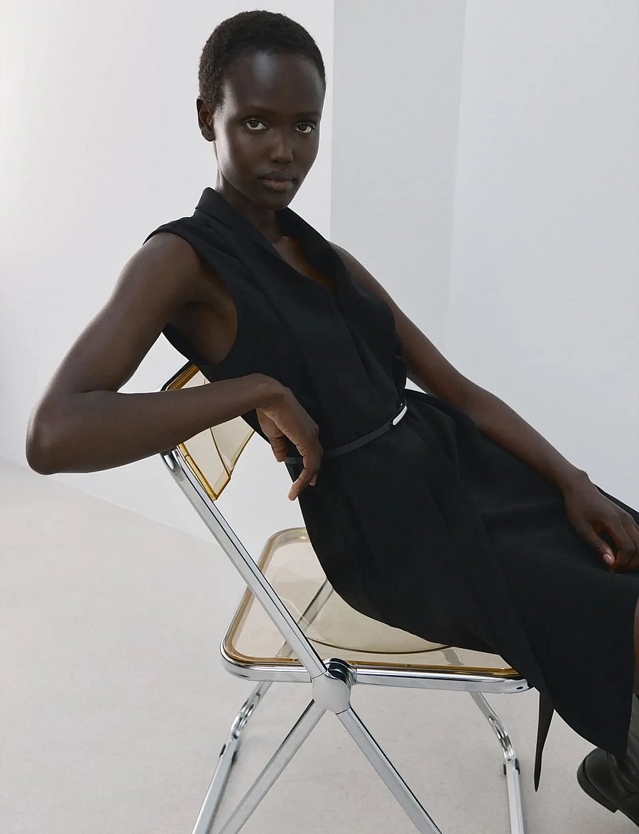 Mango - Scarf belt dress - omlottklänningar - black - 0