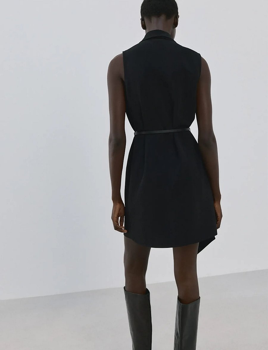 Mango - Scarf belt dress - omlottklänningar - black - 2