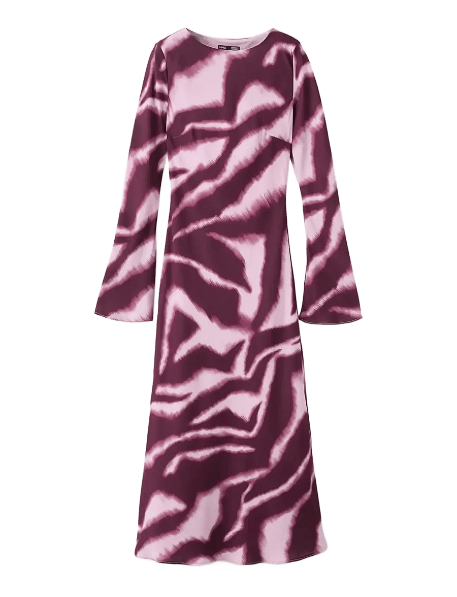 Mango - A-line animal-print dress - midiklänningar - lt-pastel purple - 1