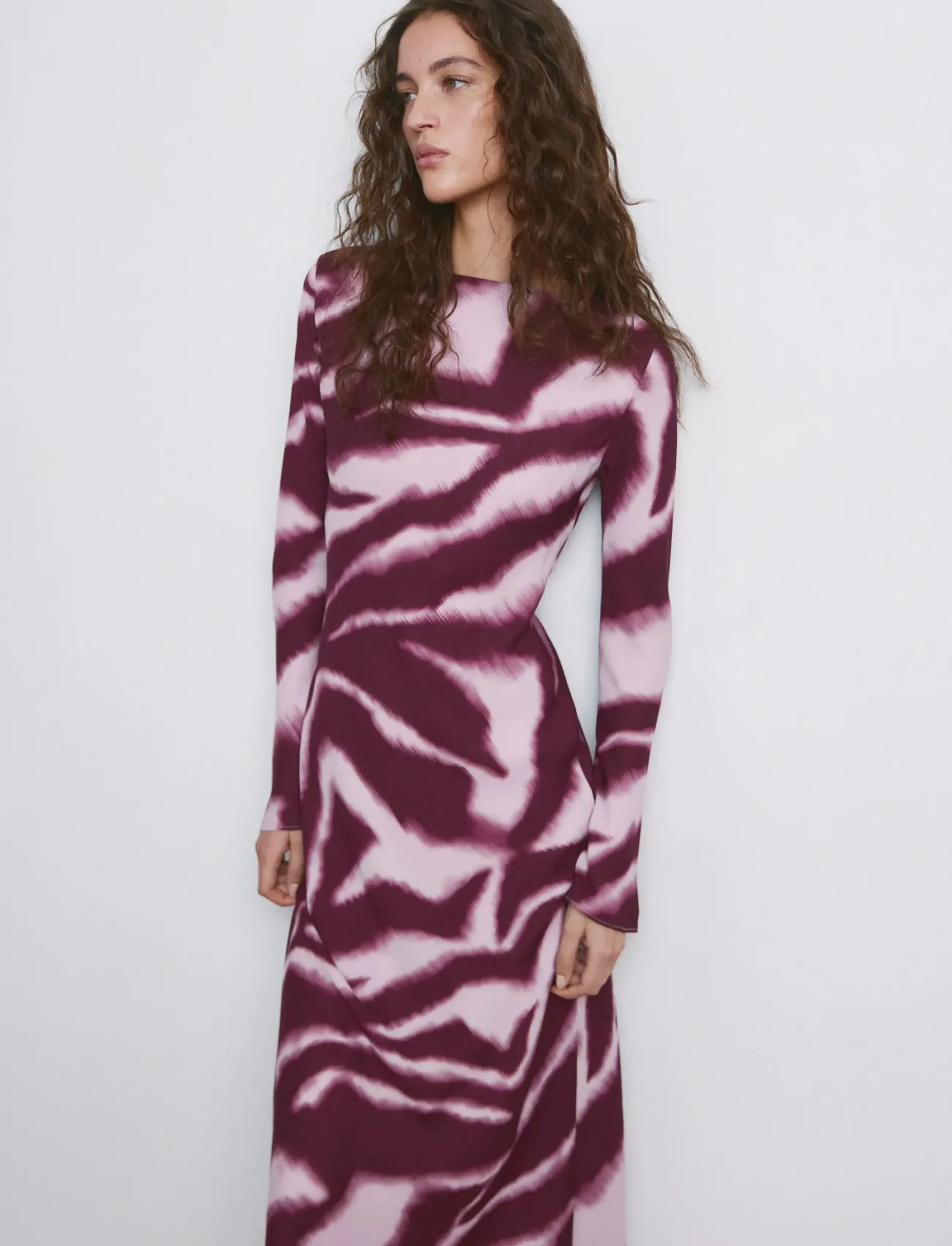 Mango A-line animal-print dress - Midikleider - LT-PASTEL PURPLE / pink/rose