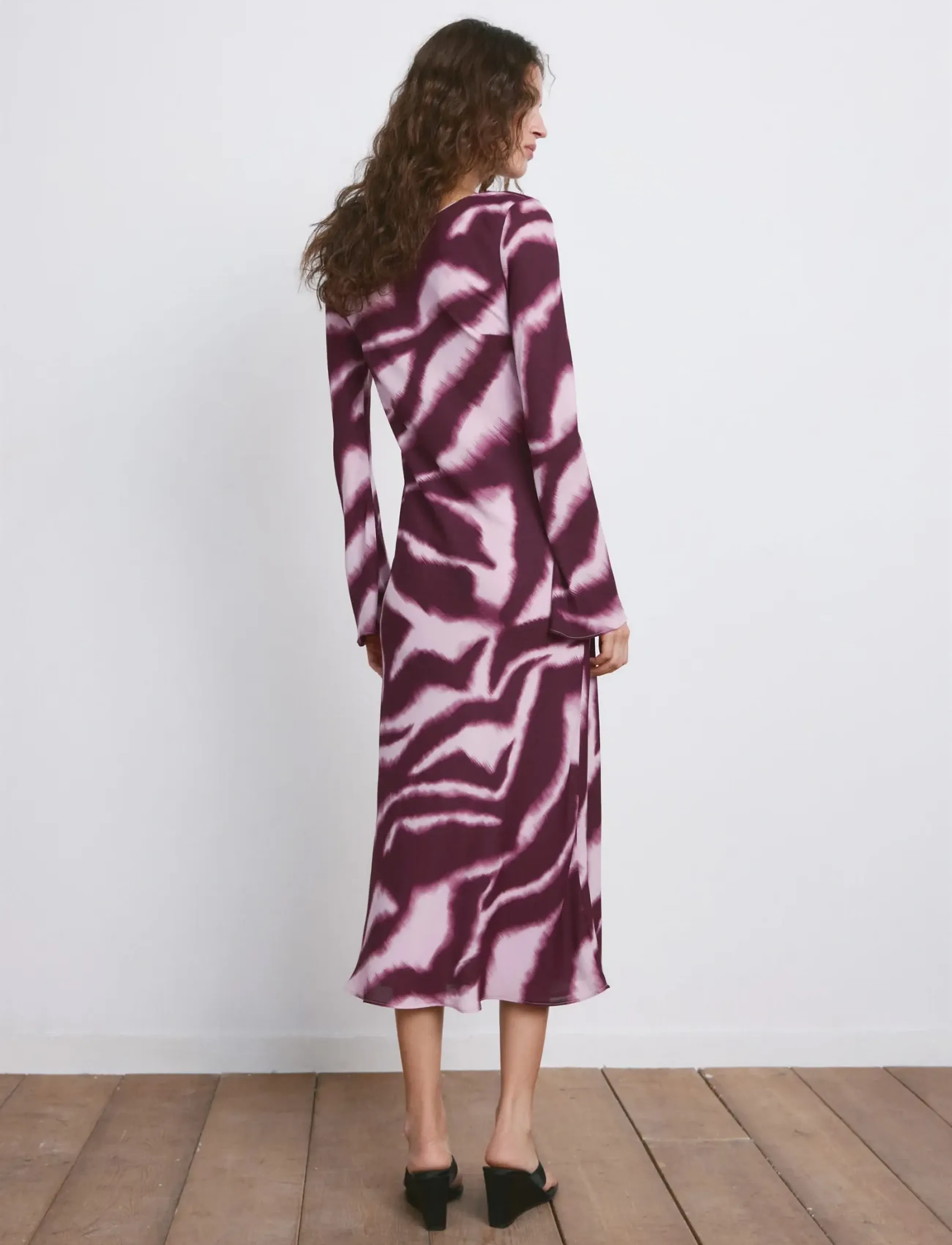 Mango - A-line animal-print dress - midikleider - lt-pastel purple - 2