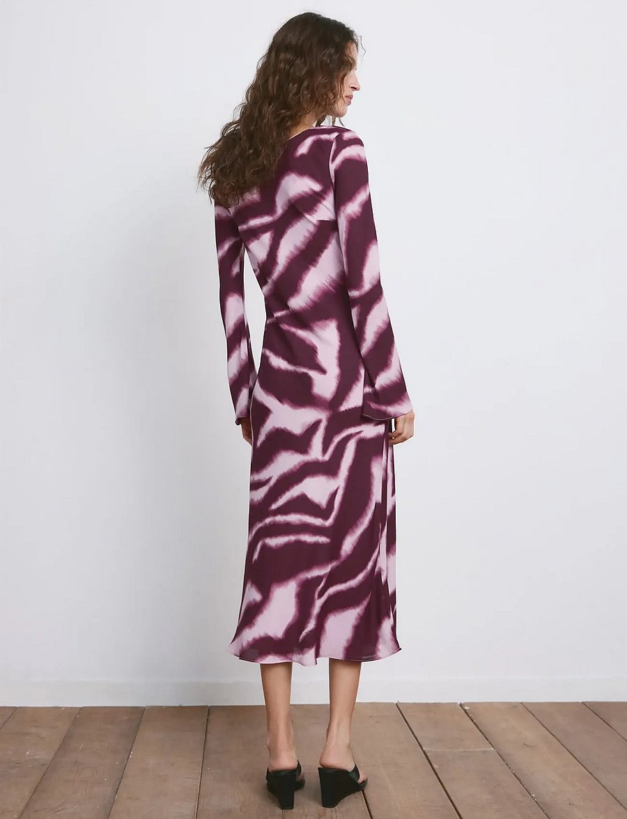 Mango - A-line animal-print dress - midiklänningar - lt-pastel purple - 2
