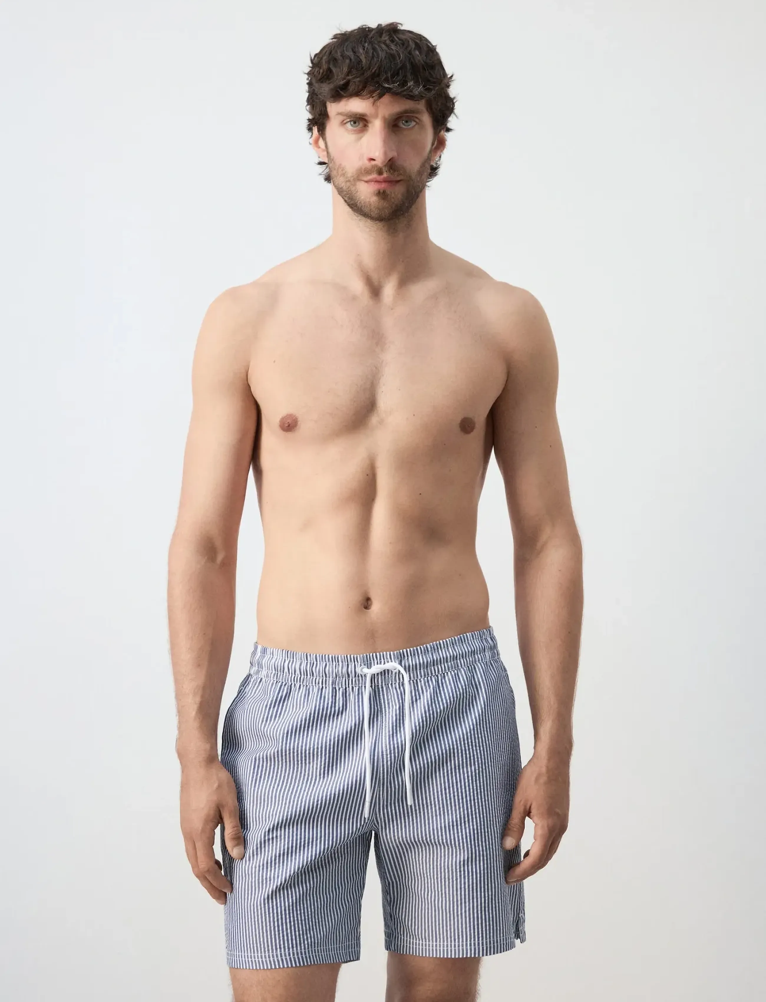 Mango Seersucker swimming trunks - Mango - NAVY / navy