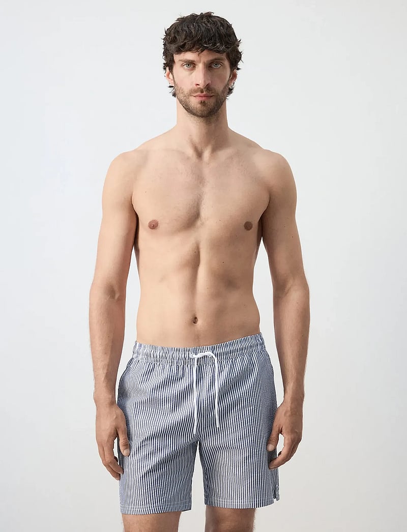 Mango - Seersucker swimming trunks - badshorts - navy - 0
