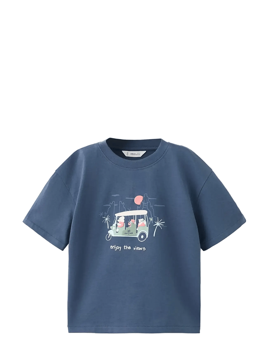 Mango - Printed T-shirt with interactive flap - kortærmede t-shirts - medium blue - 0