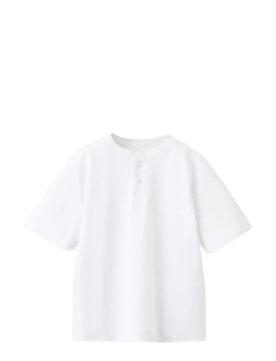 Mango - Buttoned cotton T-shirt - kortærmede t-shirts - white - 0